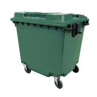 Мусорный контейнер 1100л. на колесах, в сборе, арт. МКТ-1100 зелёный в сборе