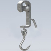 Троллей трубчатого пути на стальном ролике КР-ФПТ-СРК1 (Рунда, На разрыв выдерживает до 1500 кг)