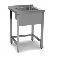 Ванна моечная цельнотянутая односекционная с бортом (каркас AISI 430), 500х700х850 