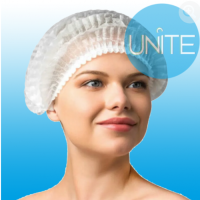 Шапочка Шарлотта одноразовая UNITE белая с двойной резинкой (100 шт.)