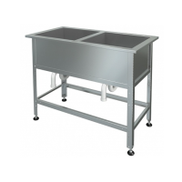 Ванна моечная двухсекционная 1210х630х890, МХМ М-2-0,3-0,63/1,21