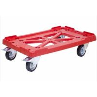 Тележка п/э 600х400 чёрные резиновые колеса, два с тормозом, Россия цв. красный