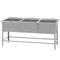 Ванна моечная «Base» ВМСб-530/3 с бортом (сварная, 3 секции, с бортом), 1490х600х860