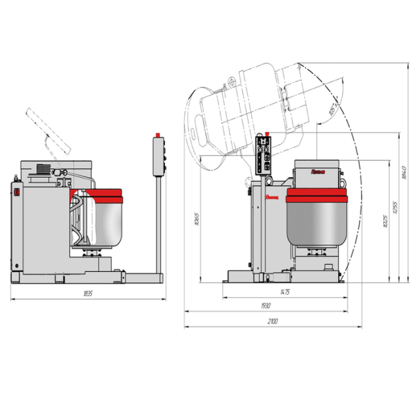Тестомесильная машина с подкатной дежой «Прима-160»