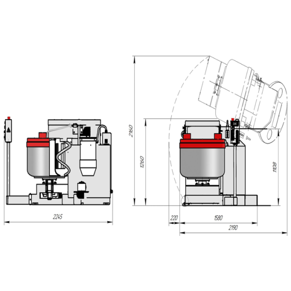 Тестомесильная машина с подкатной дежой «Прима-300»
