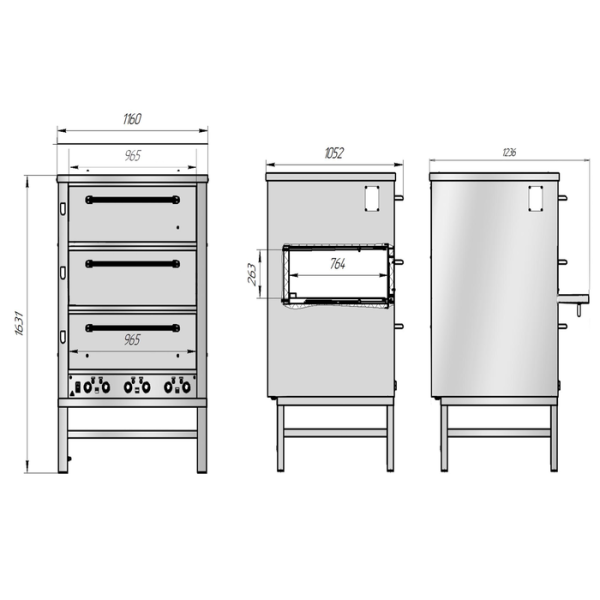 Хлебопекарная ярусная печь ХПЭ-500 (оцинкованные дверки)