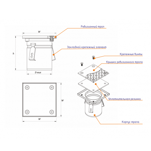 Трап ревизионный Rw200/110 (прочистка)